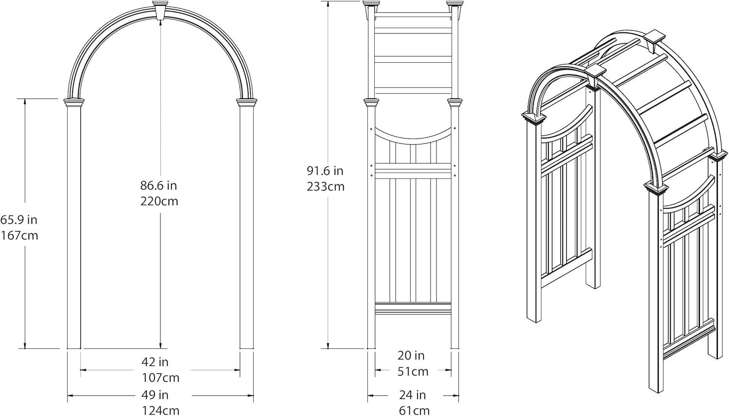 49'' W x 24'' D Plastic Arbor in White