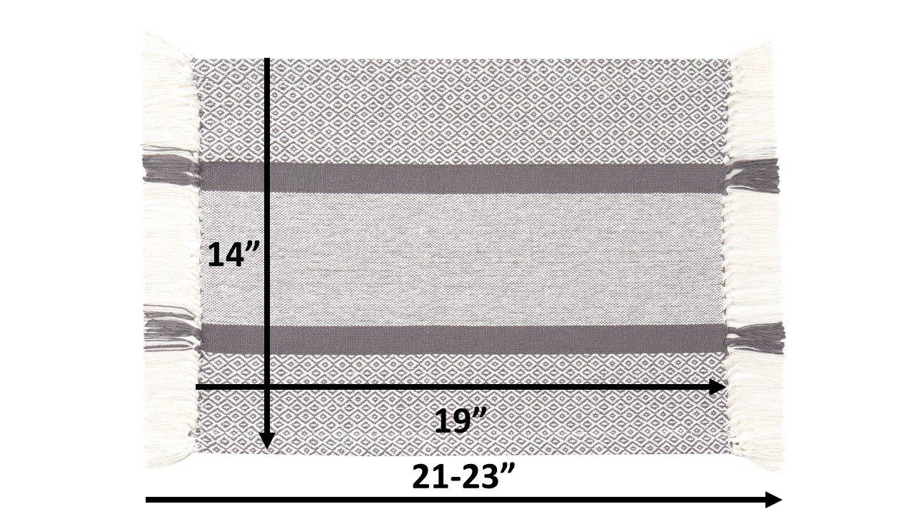 Sticky Toffee Placemats Set of 4, Woven Cotton Cloth Placemat Set, 14x19 in, Gray Boho Place Mats for Kitchen or Dining Table