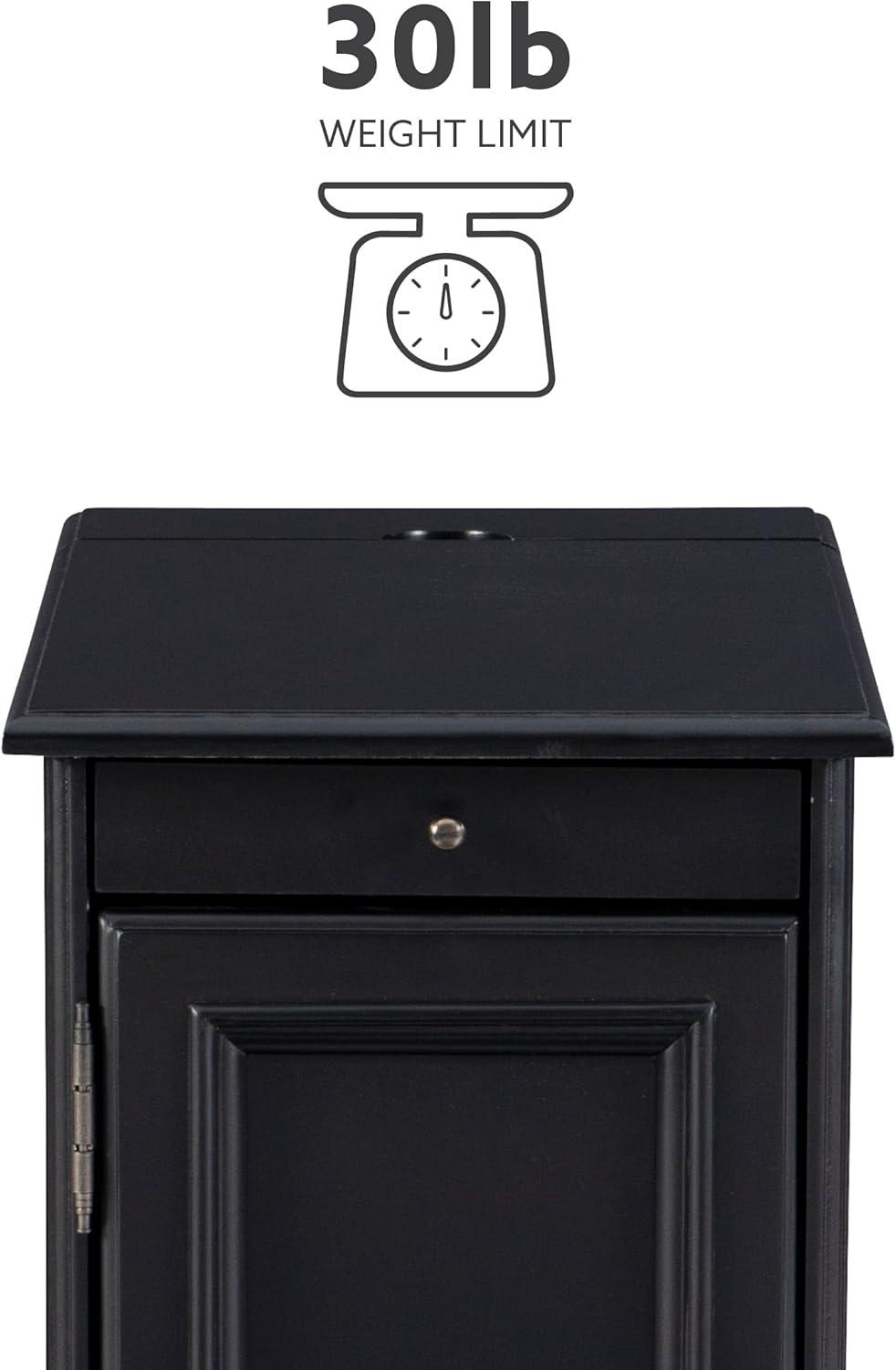 Powell Butler Accent Table with USB and Electrical Charging Station, Black