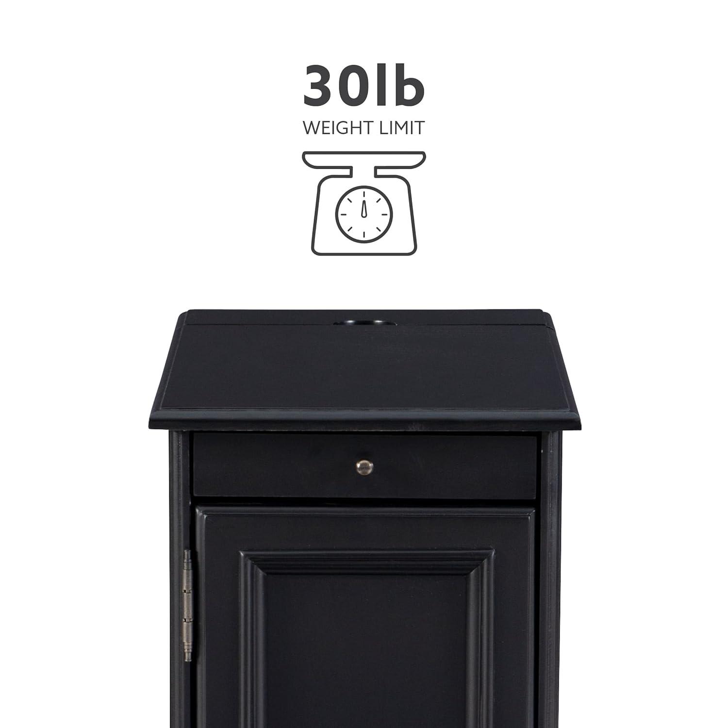 Powell Butler Accent Table with USB and Electrical Charging Station, Black
