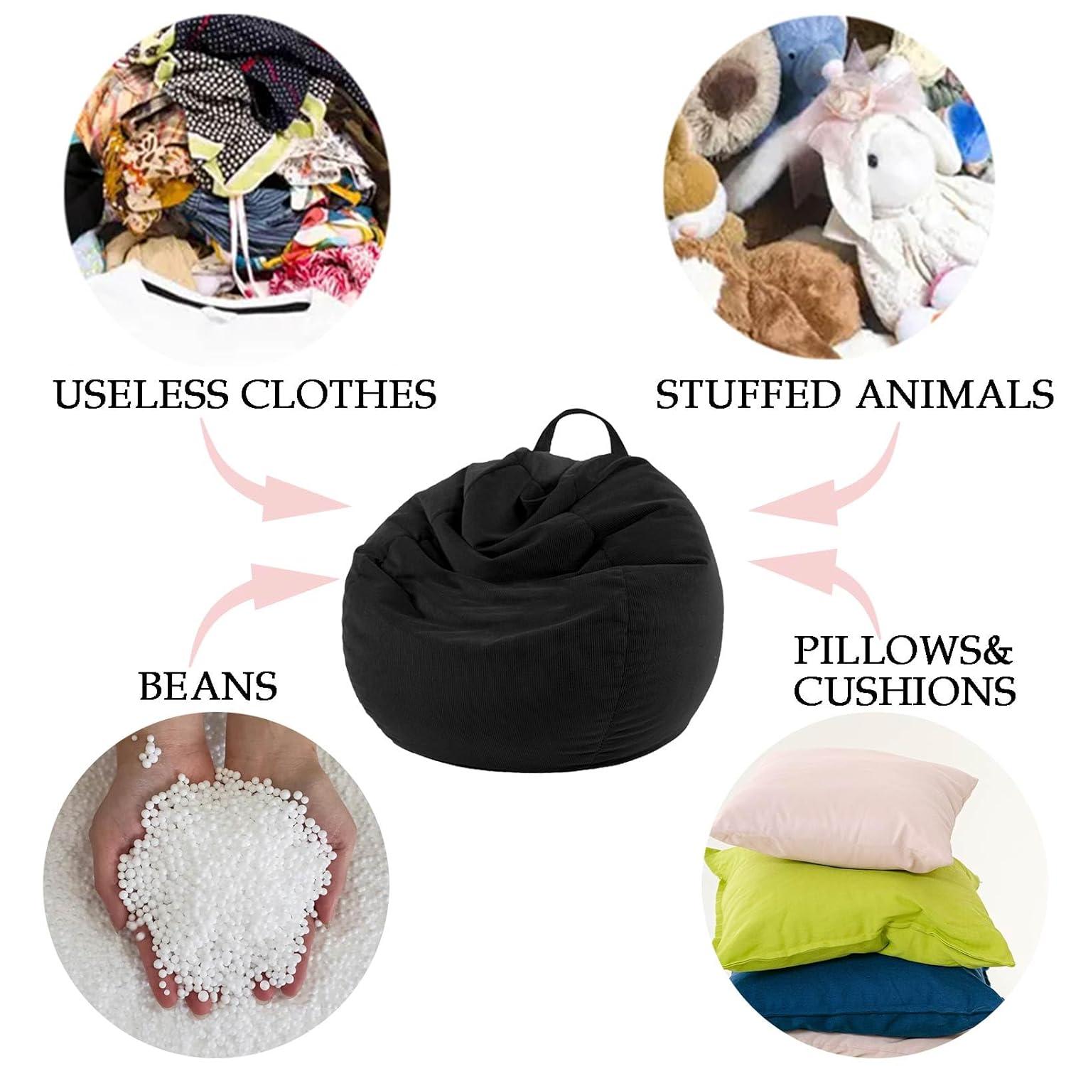 LPMOERA Stuffed Animal Storage Bean Bag Chair Cover (No Filler) for Kids and Adults.Pets Dogs/Cats Lazy Beds.Soft Premium Corduroy Stuffable Bean Bag for Organizing Children Plush Toys or Memory Foam