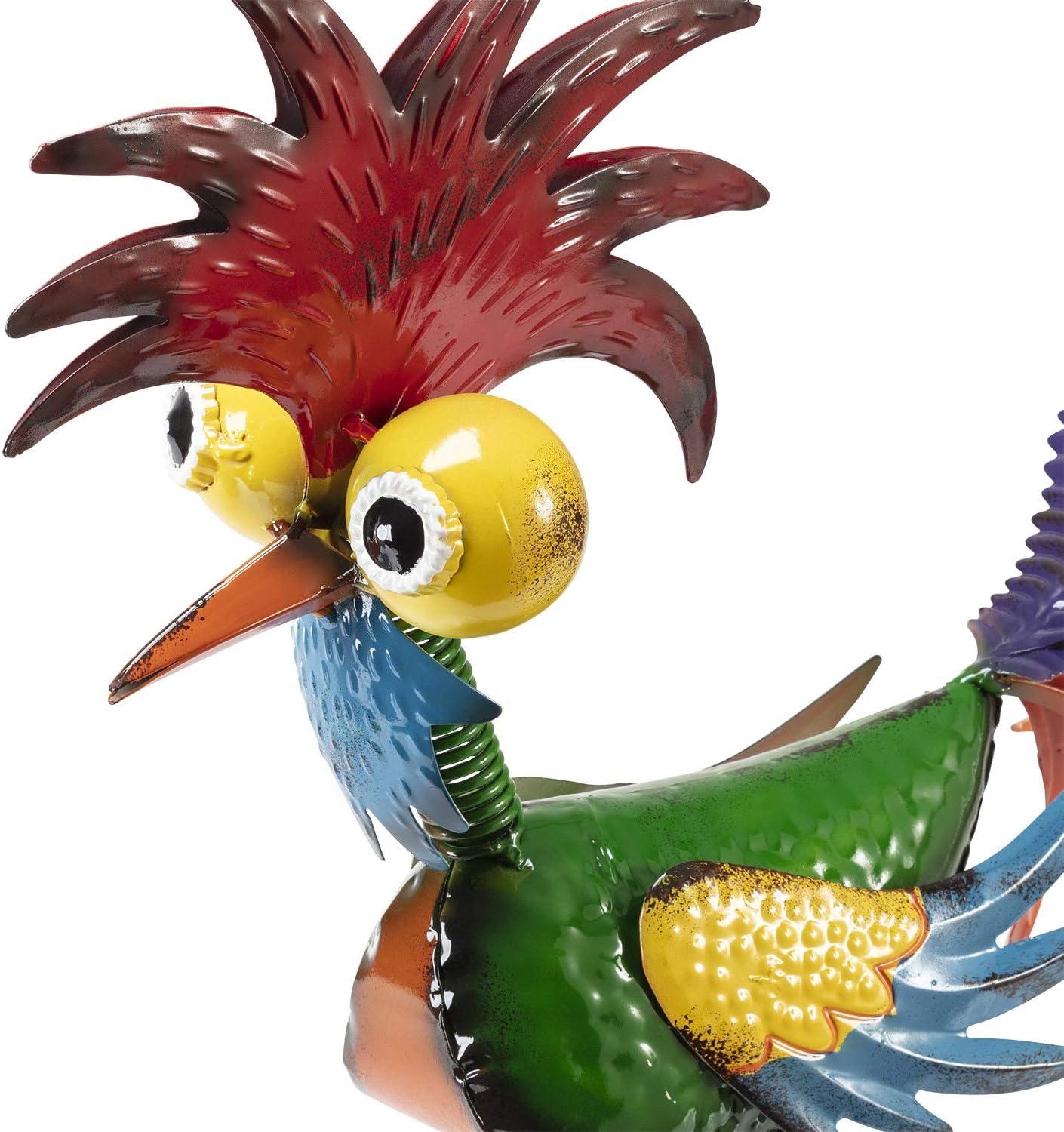 18" Multicolor Metal Rooster Lawn Decoration