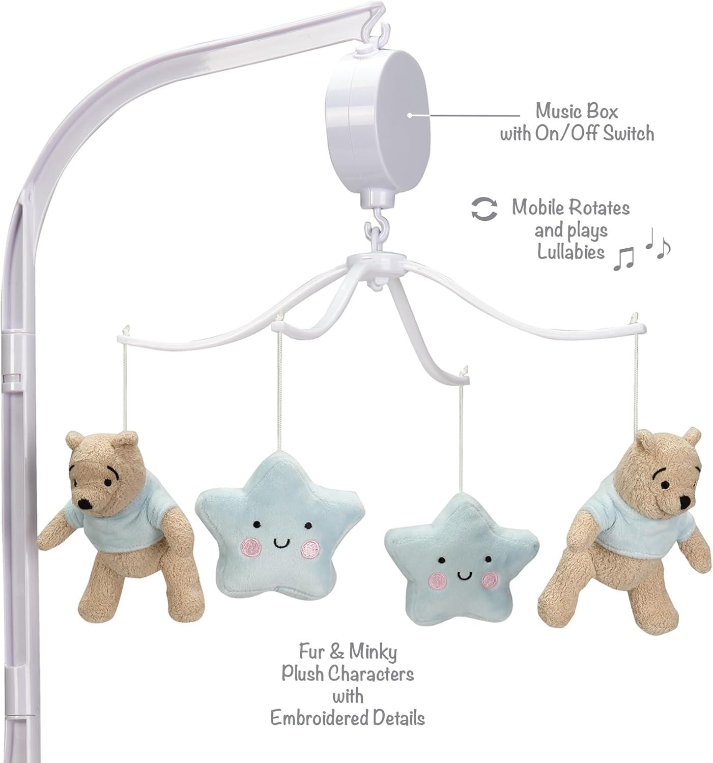 Bedtime Originals Starlight Pooh Musical Baby Crib Mobile - Blue, Animals
