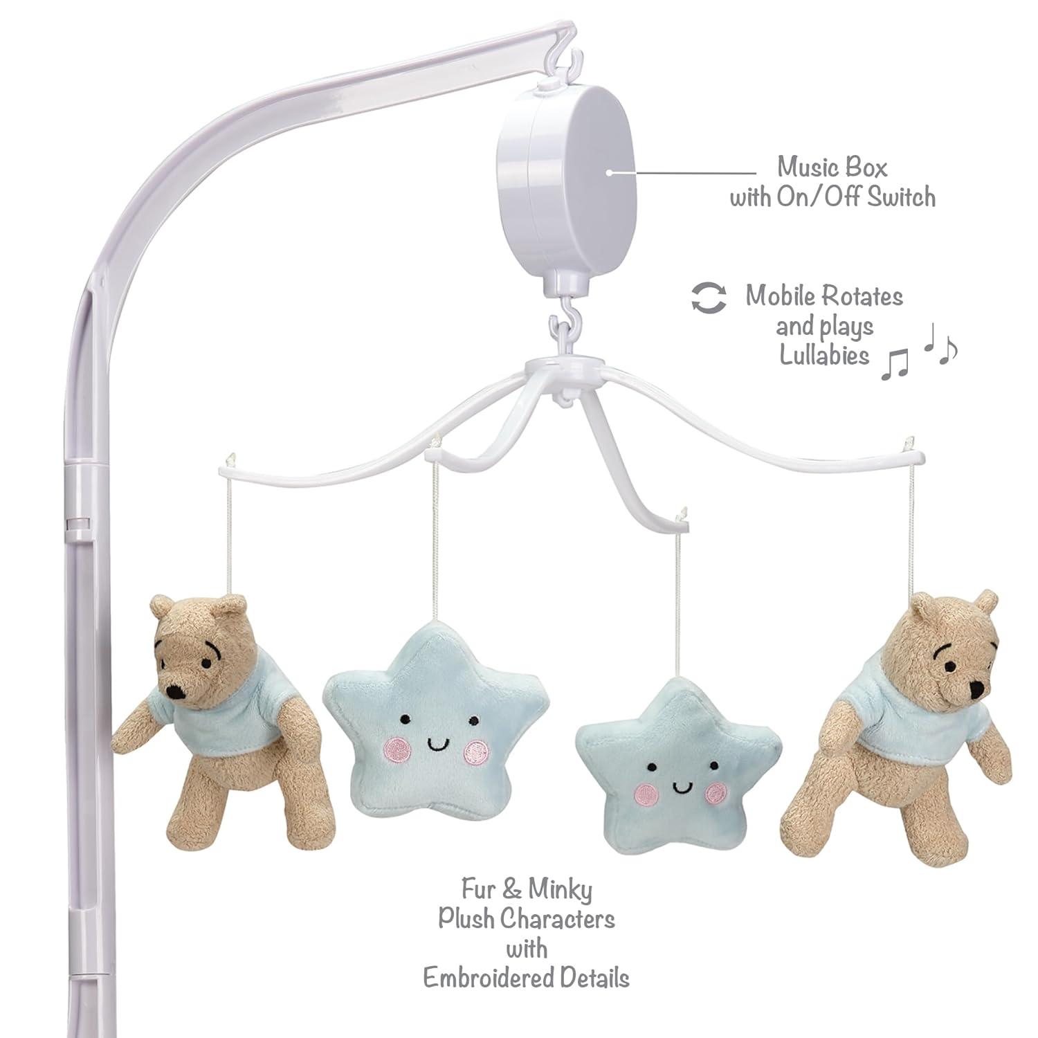 Bedtime Originals Starlight Pooh Musical Baby Crib Mobile - Blue, Animals