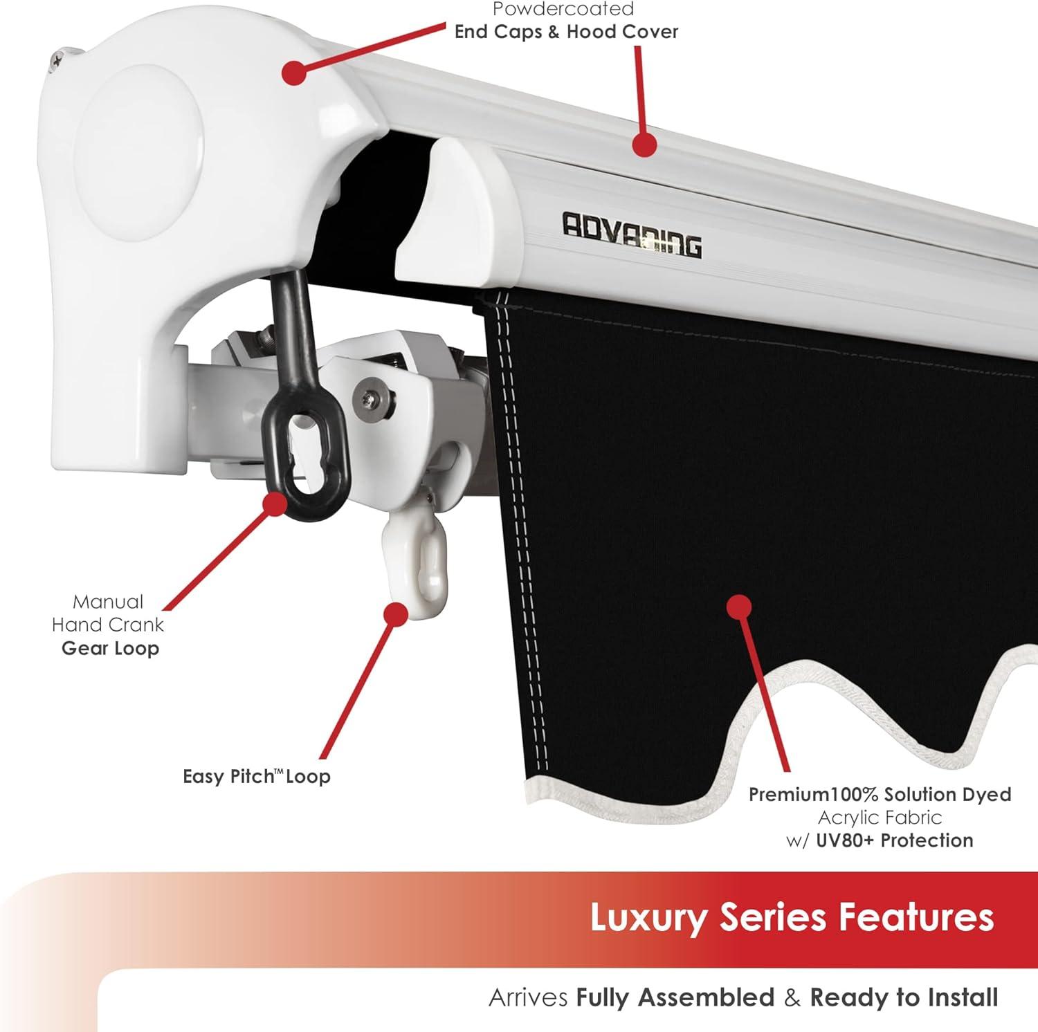 Advaning 10.5'' Fabric, Metal Cover Retractable Patio Awning