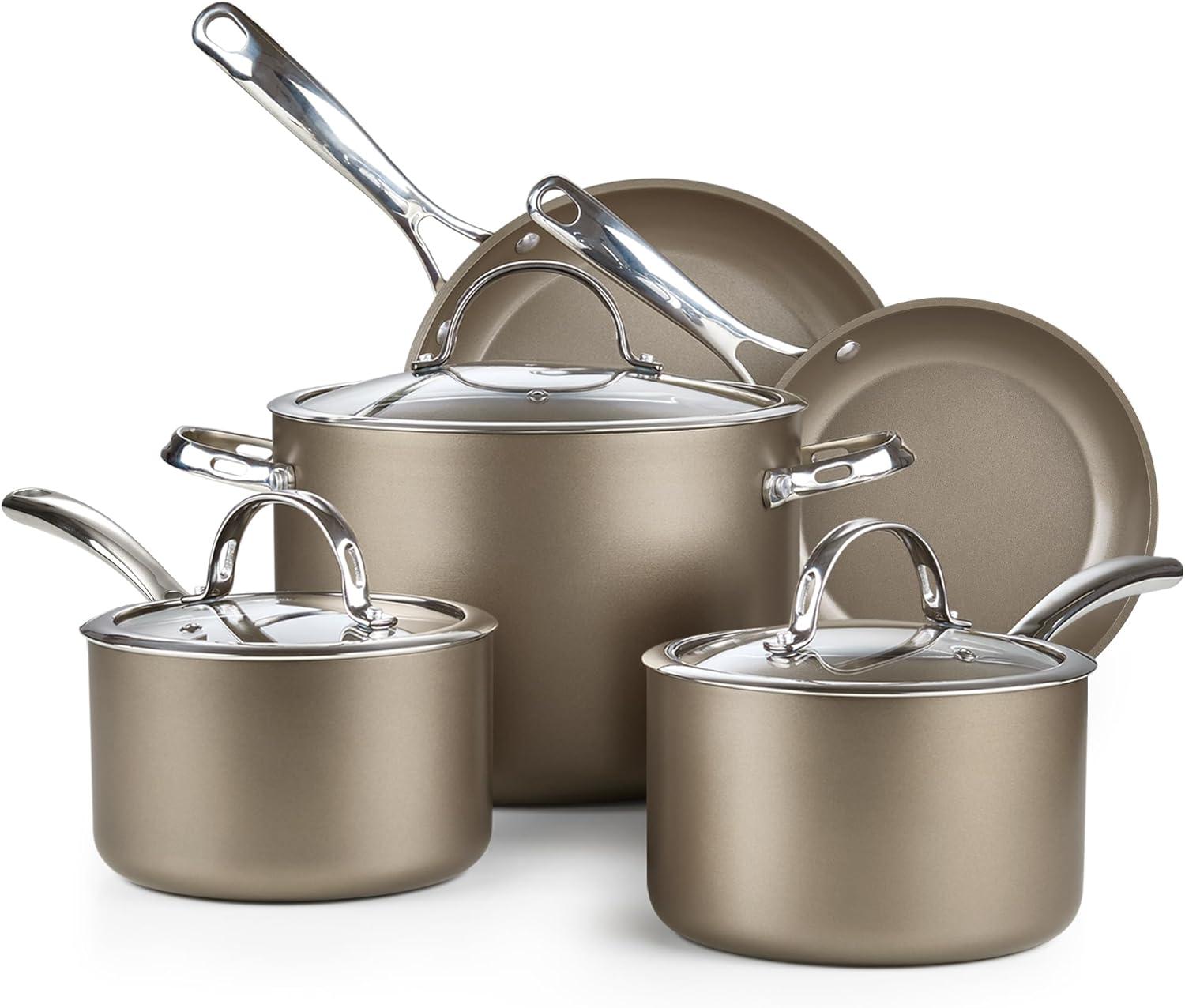 8-Piece Bronze Hard Anodized Nonstick Induction Cookware Set