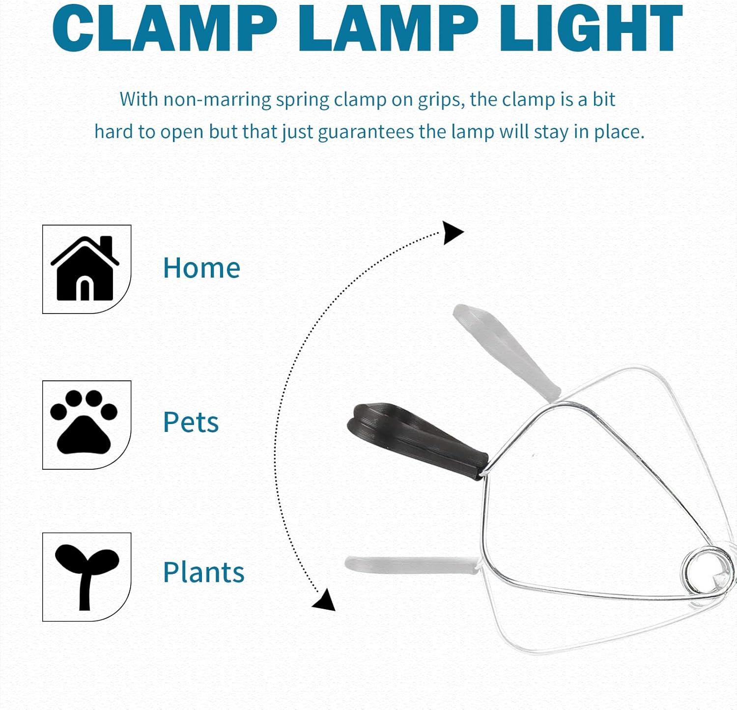 8.5 Inch Aluminum Clamp Lamp with Reflector, 2 Pack