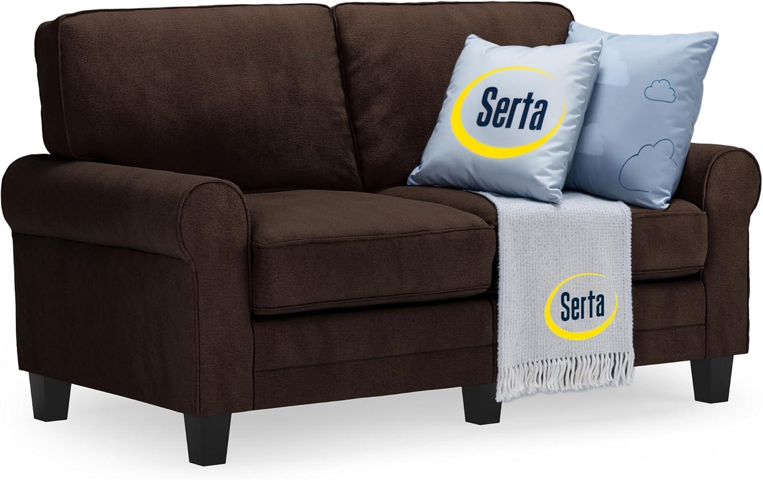 Serta Copenhagen 61" Rolled Arm Sofa, Easy Care Fabric, Soft Pillow Back, Pocket Coil Seat Cushions