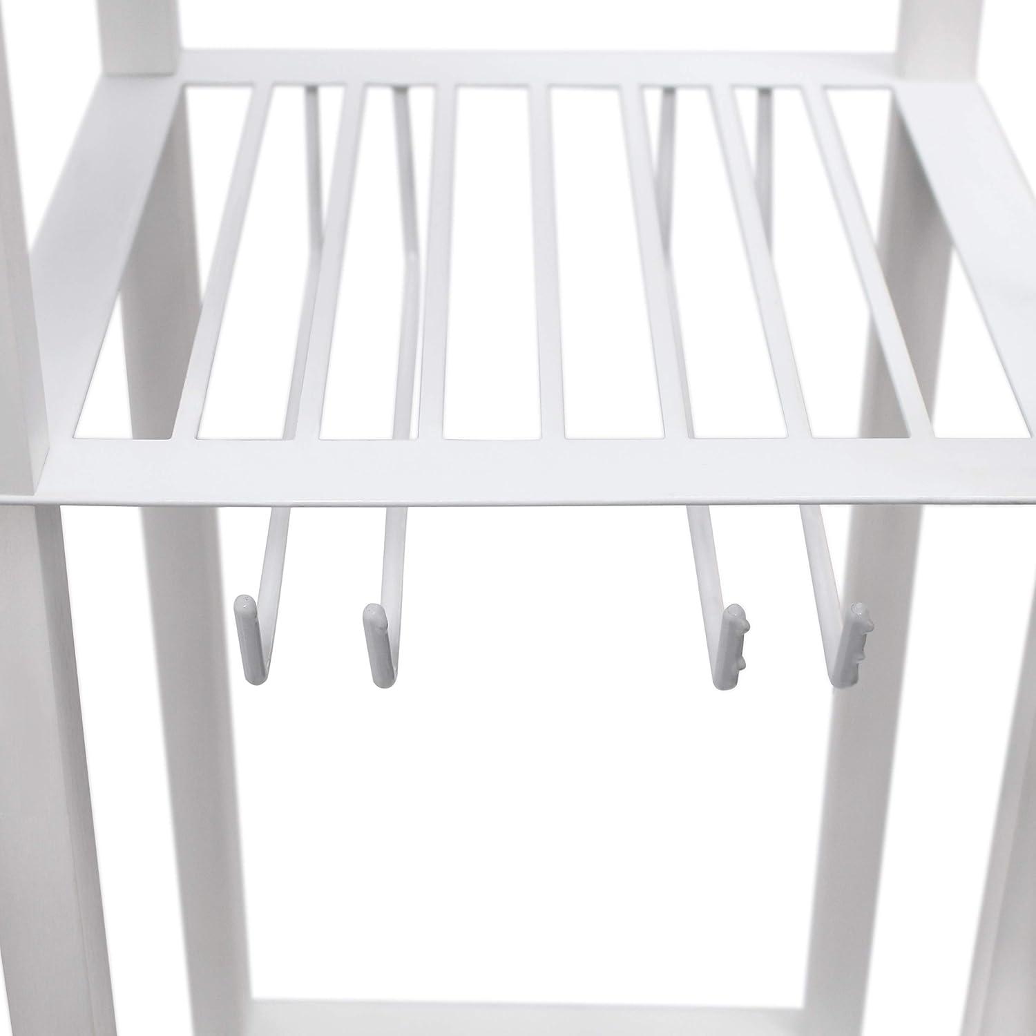 Etagere Organizer Storage Shelf Floor Lamp with Linen Shade White - Simple Designs: MDF Pull Chain, ETL Listed