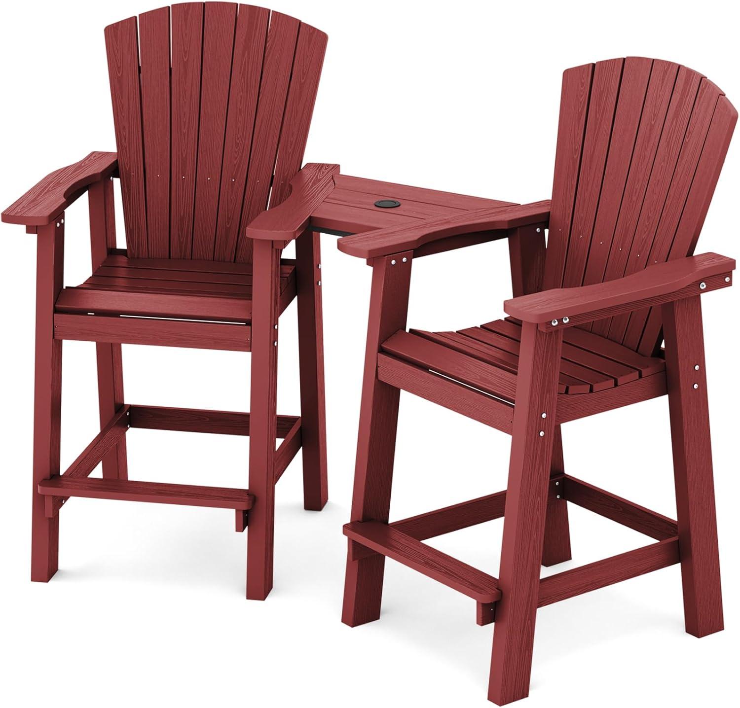 Rosecliff Heights Wolak HDPE Outdoor Adirondack Chair Set With Table