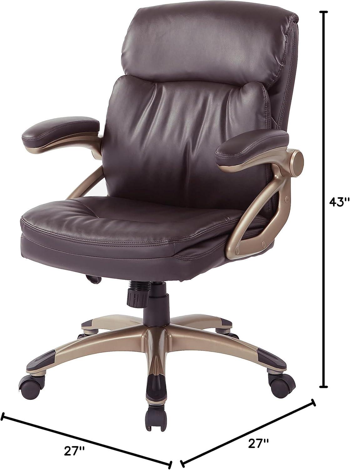 Executive Low Back Chair in Espresso Bonded Leather with Cocoa Accents