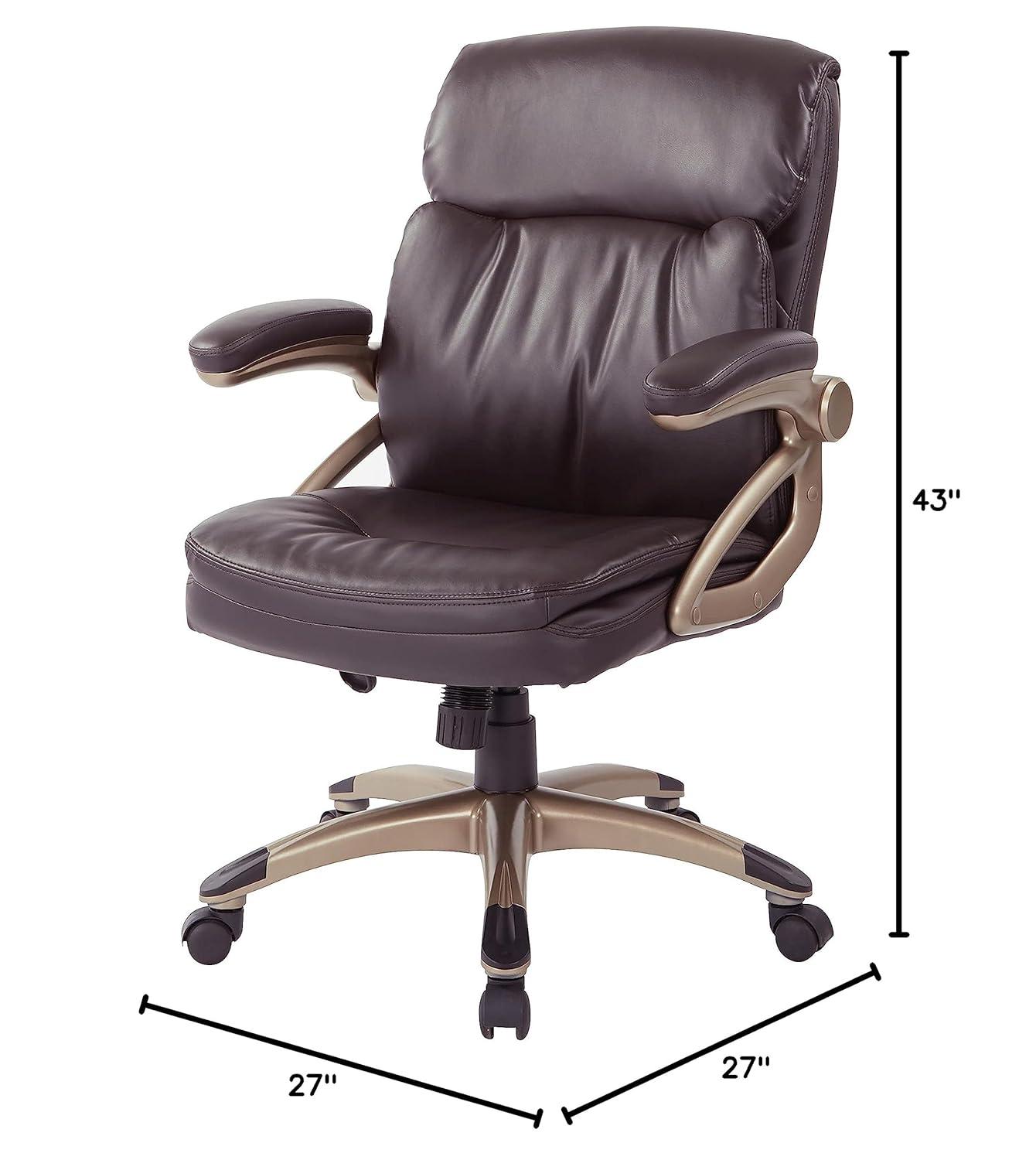 Executive Low Back Chair in Espresso Bonded Leather with Cocoa Accents
