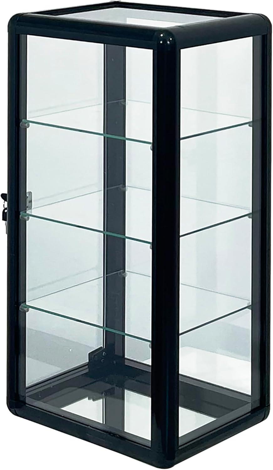 12x14x27inch Aluminum and Glass Countertop Display Showcase,Durable、Spacious and Stylish Display Cabinet for Store, Home or Office Use(Black)