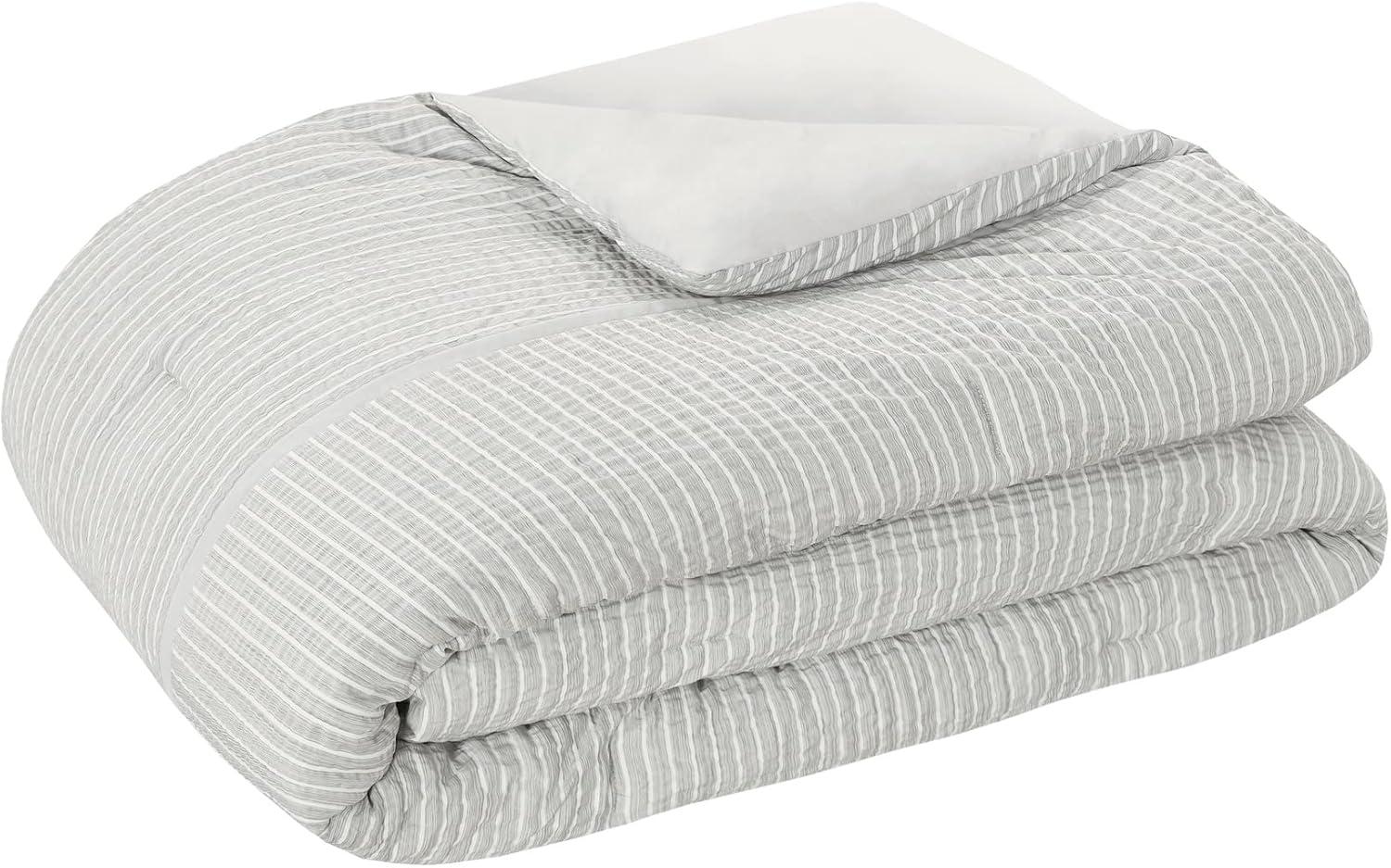 Beautyrest Apollo 3 Piece Striped Seersucker Oversized Comforter Set