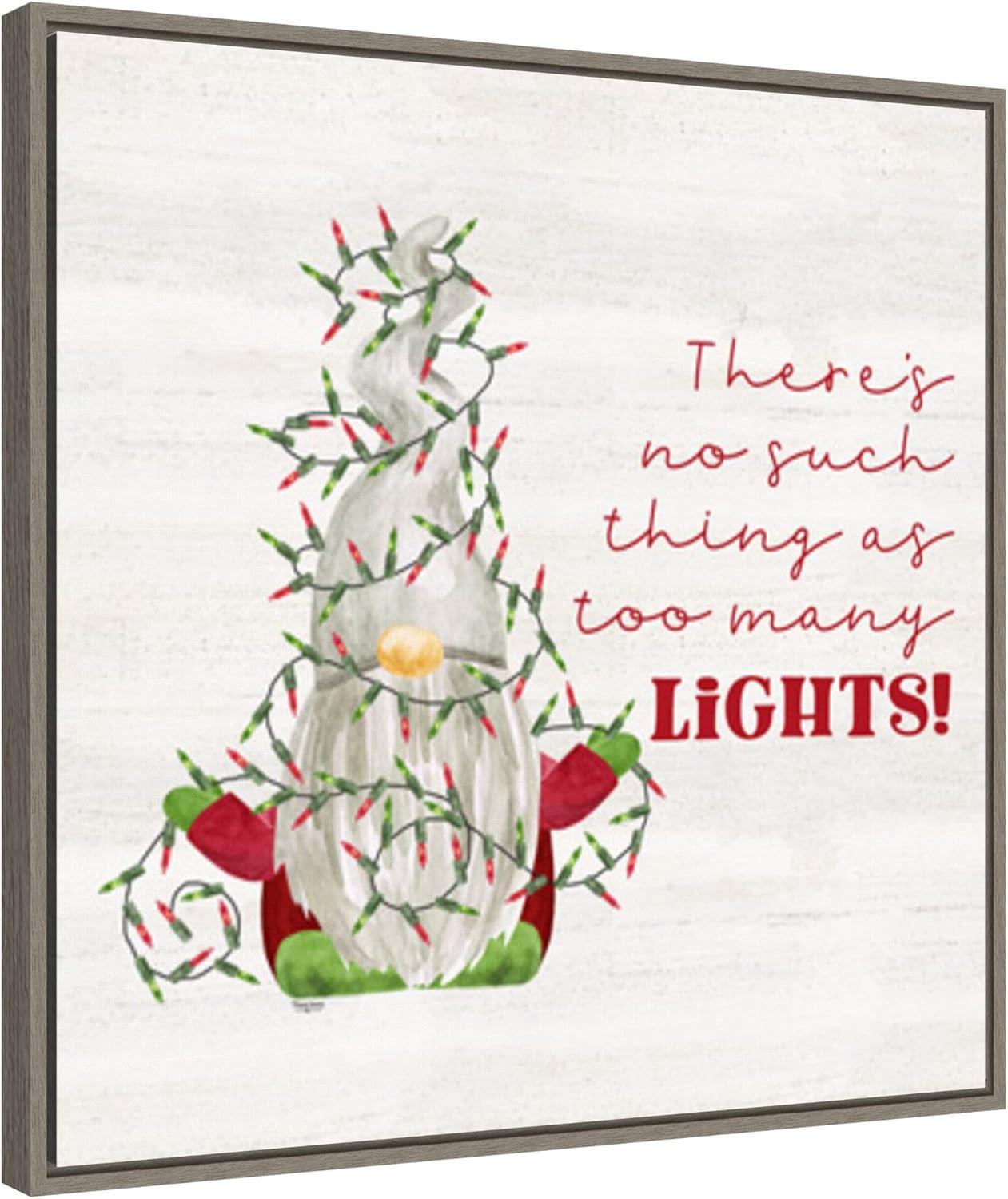 Amanti Art Gnome for Christmas Sentiment V-Lights by Tara Reed Canvas Wall Art Print Framed 22 x 22-in.