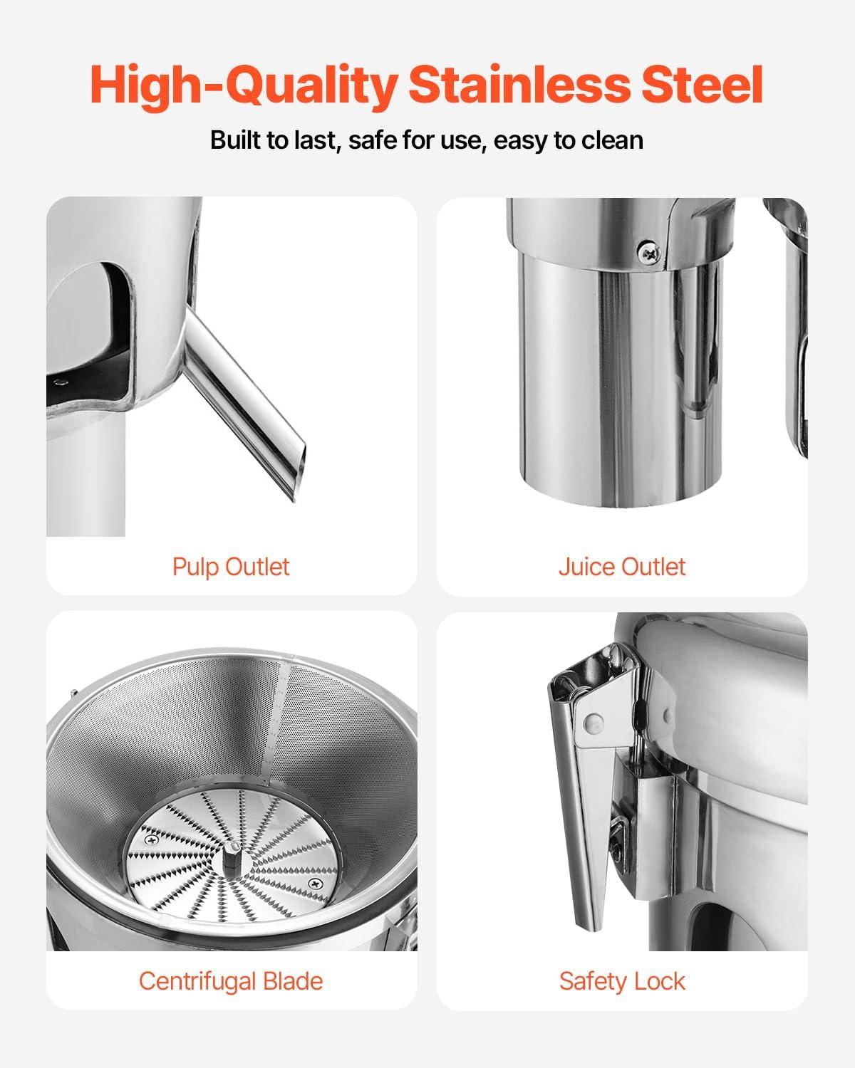 VBENLEM Commercial Juice Extractor Heavy Duty Juicer Aluminum Casting and Stainless Steel Constructed Centrifugal Juice Extractor Juicing both Fruit and Vegetable