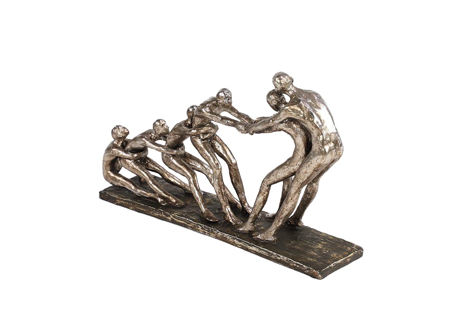 13" x 8" Silver Polystone People Sculpture, by DecMode