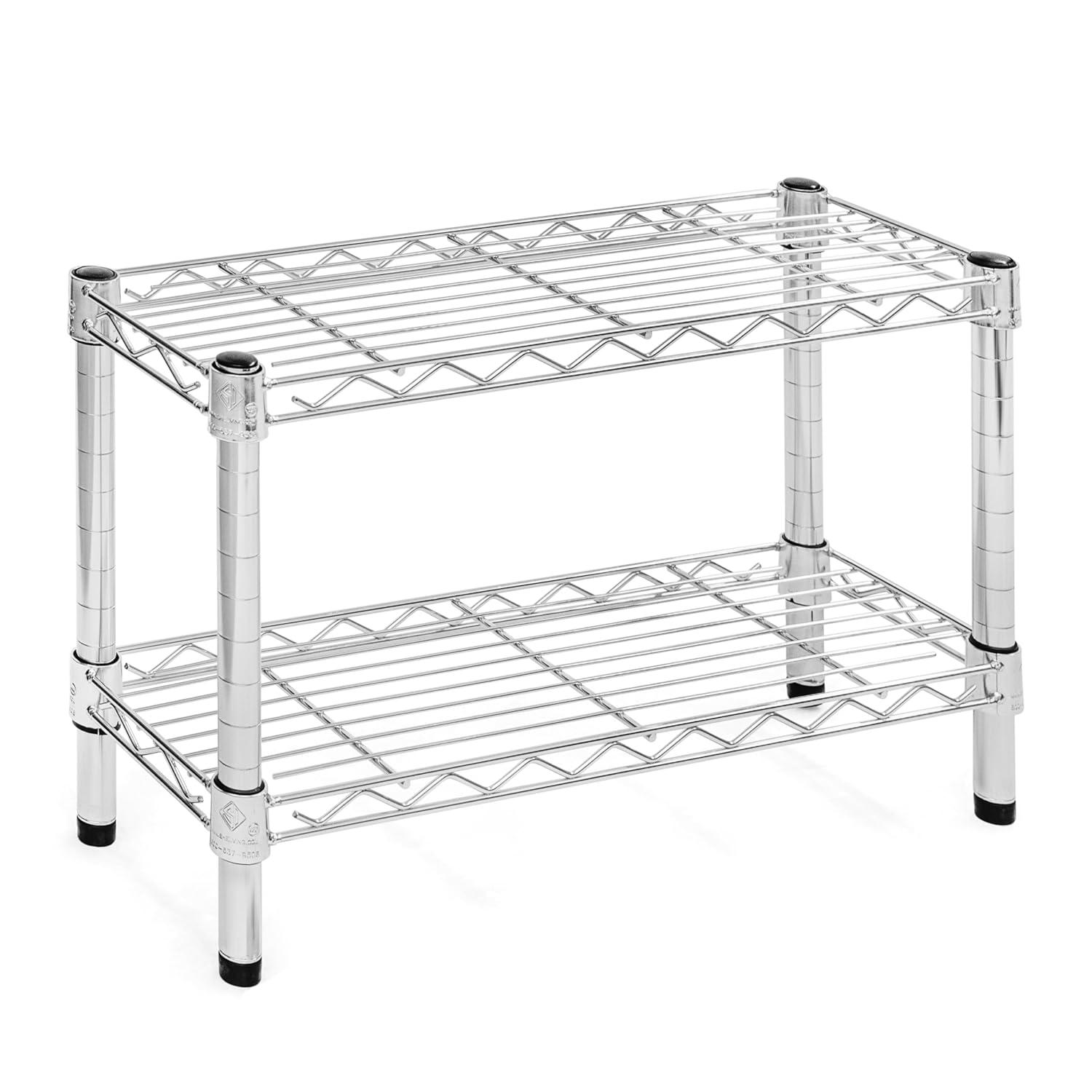 Shelving.com Chrome Wire Shelving with 2 Tier Shelves - 8"d x 24"w x 14"h