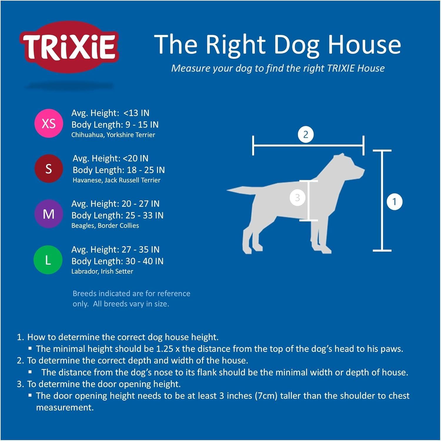 TRIXIE natura Dog's Inn Dog House, Hinged Roof, Adjustable Legs, Medium-Large