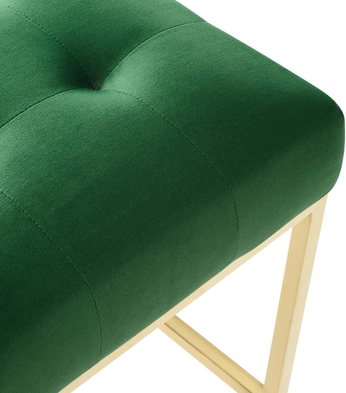 Emerald Velvet Luxe Gold-Finished Metal Counter Stool