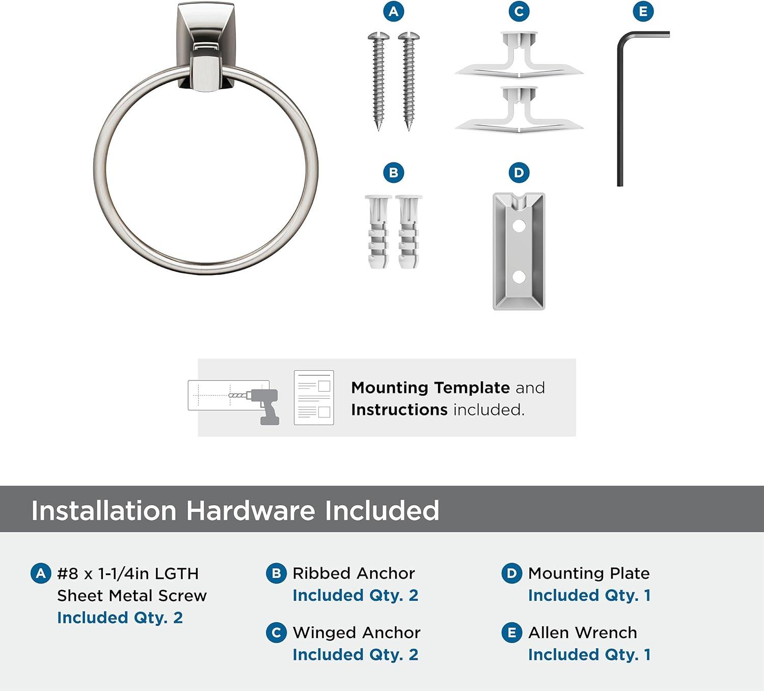 Amerock Highland Ridge Brushed Nickel Closed Towel Ring