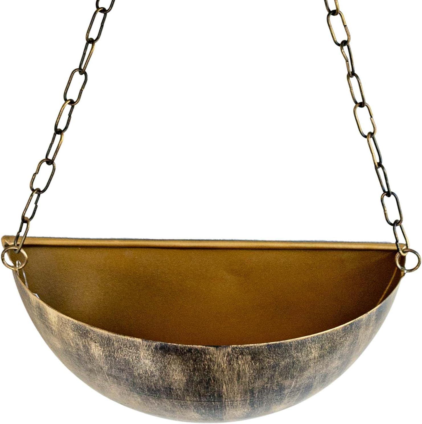 Antique Hanging Wall Planter Brass Metal by Foreside Home & Garden