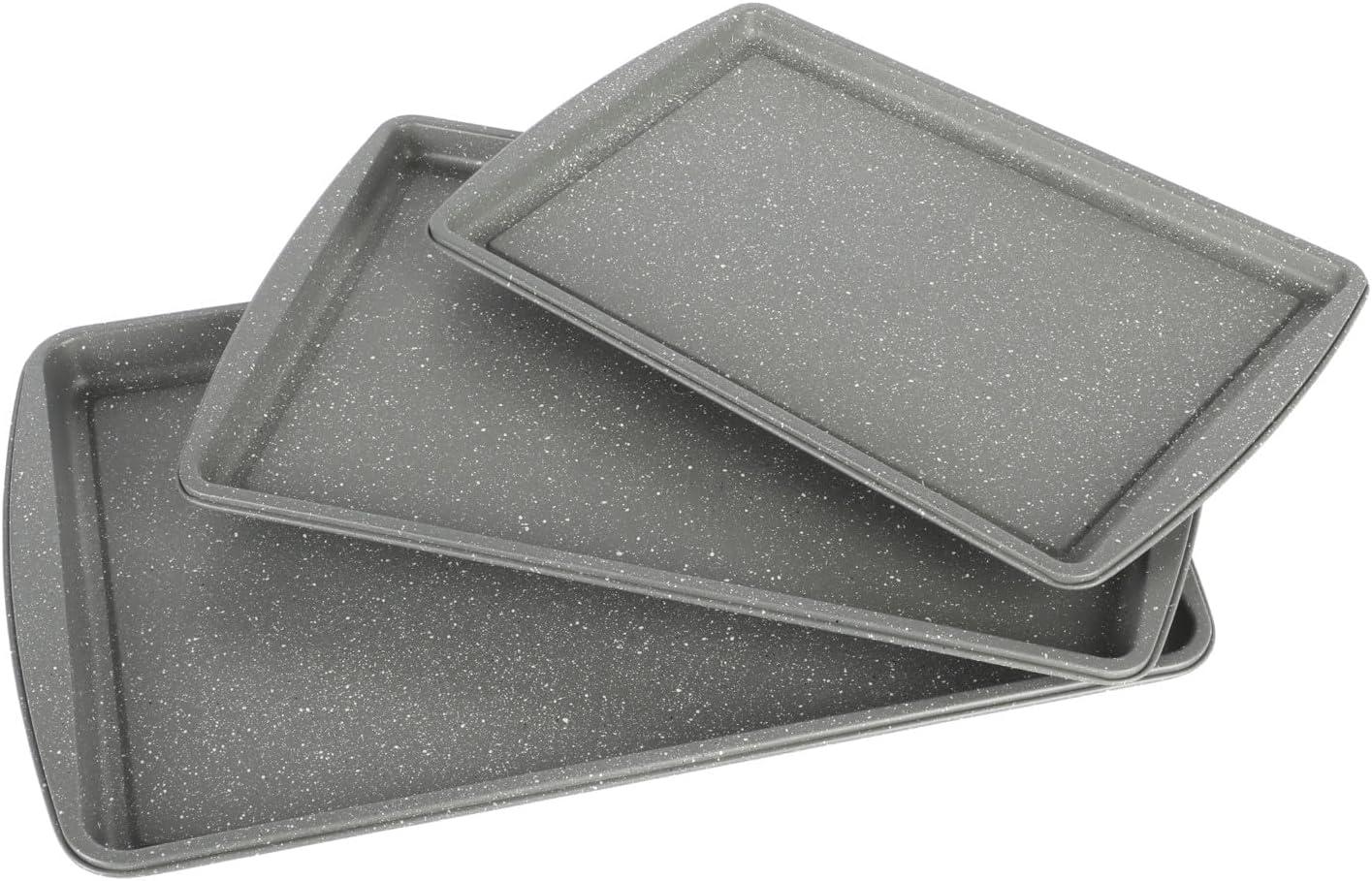 Oster 3-Piece Gray Speckle Carbon Steel Non-Stick Cookie Sheet Set