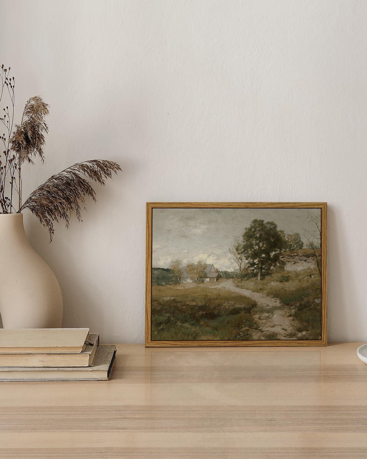 Vintage Landscape Canvas Print with Natural Wood Frame, 8x10