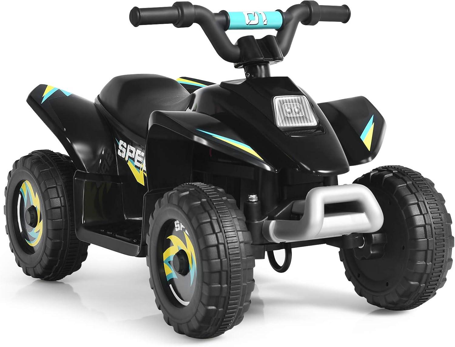 Black 6V Kids Electric Quad ATV with Forward and Reverse