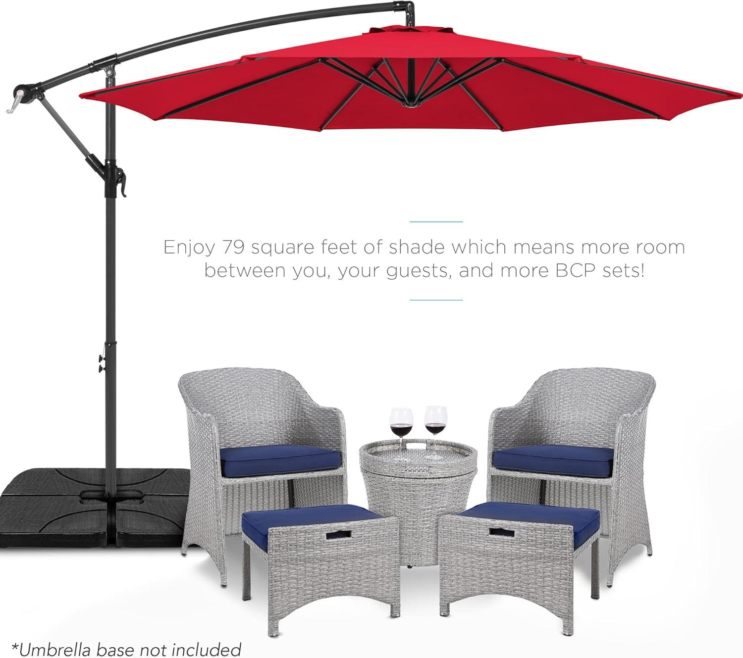 Best Choice Products 10ft Offset Hanging Outdoor Market Patio Umbrella w/ Easy Tilt Adjustment - Red