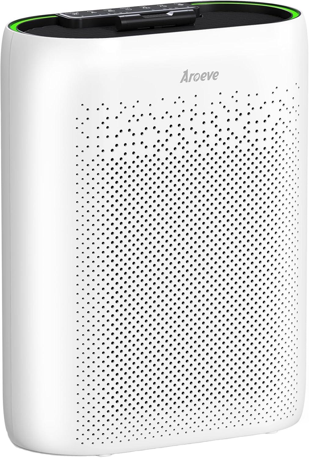 White HEPA Filter Air Purifier with Real-Time Monitoring