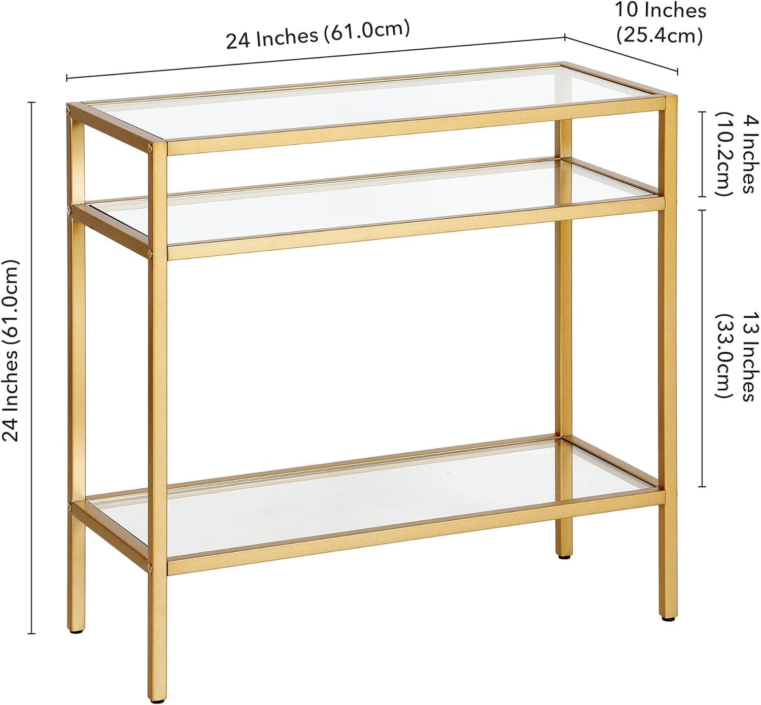 Evelyn&Zoe Sivil 24" Wide Rectangular Side Table, Brass