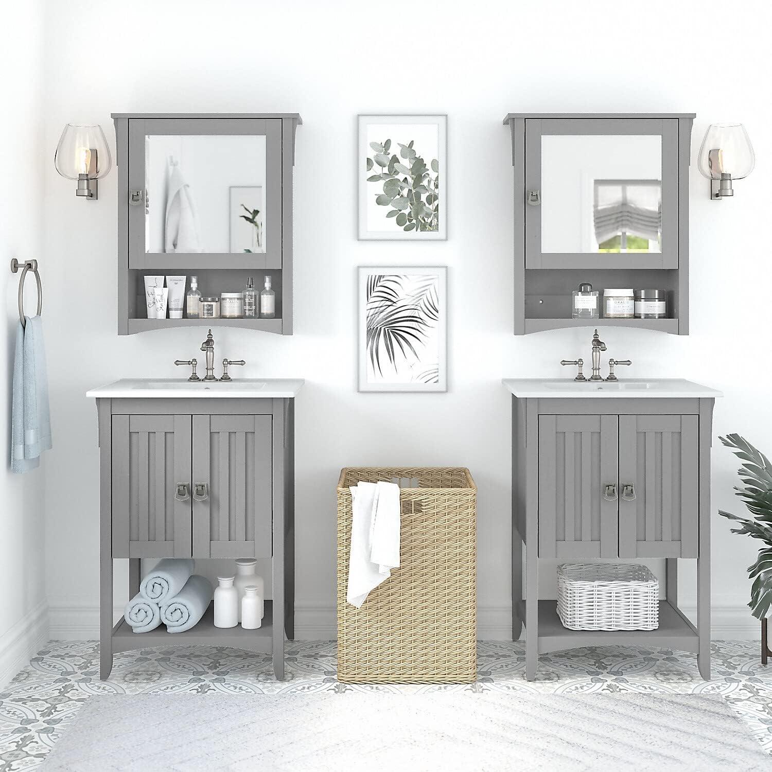 Double Bathroom Vanity with Ceramic Top with Mirror