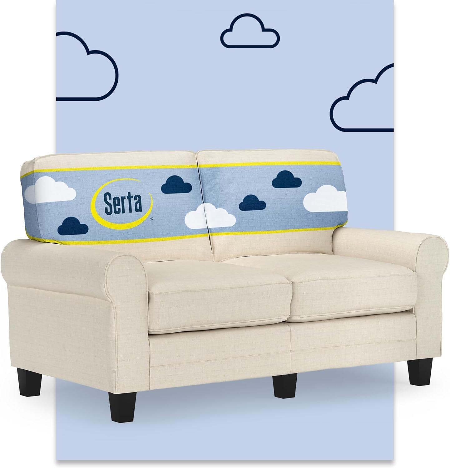 Serta Copenhagen 61" Rolled Arm Sofa, Easy Care Fabric, Soft Pillow Back, Pocket Coil Seat Cushions
