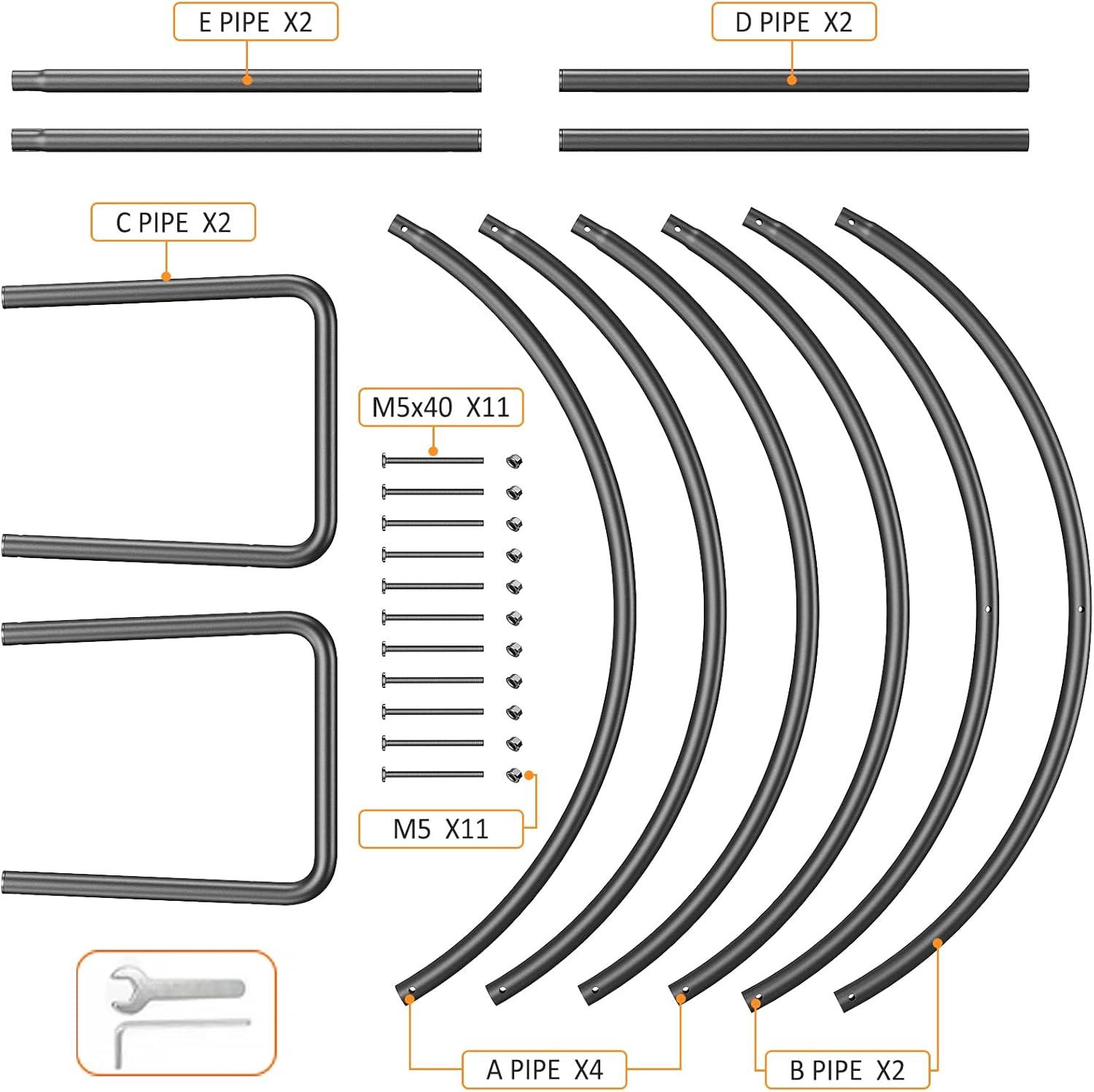 30" Firewood Rack, Rust Resistant Black Alloy Steel Log Hoop With Stable Triangular Design, Easy Assembly For Indoor & Outdoor Use