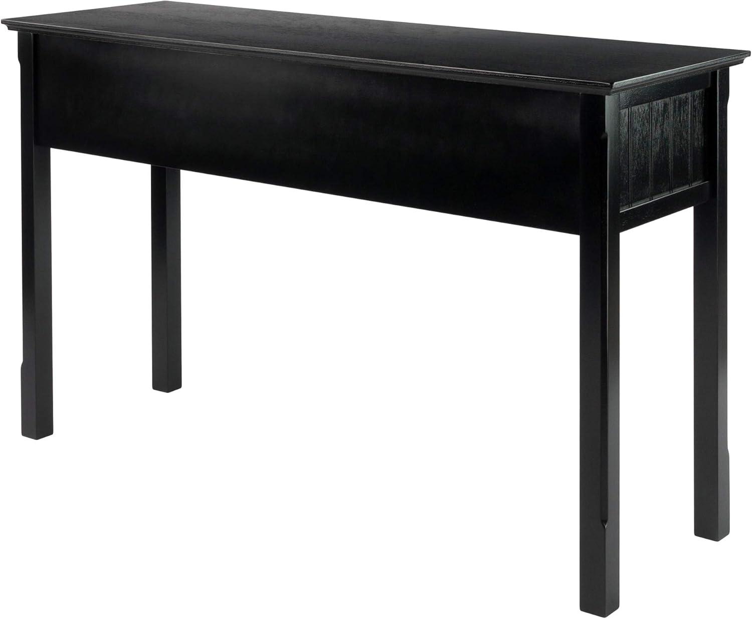 Winsome Wood Timber Console Table with Four Drawers, Black Finish