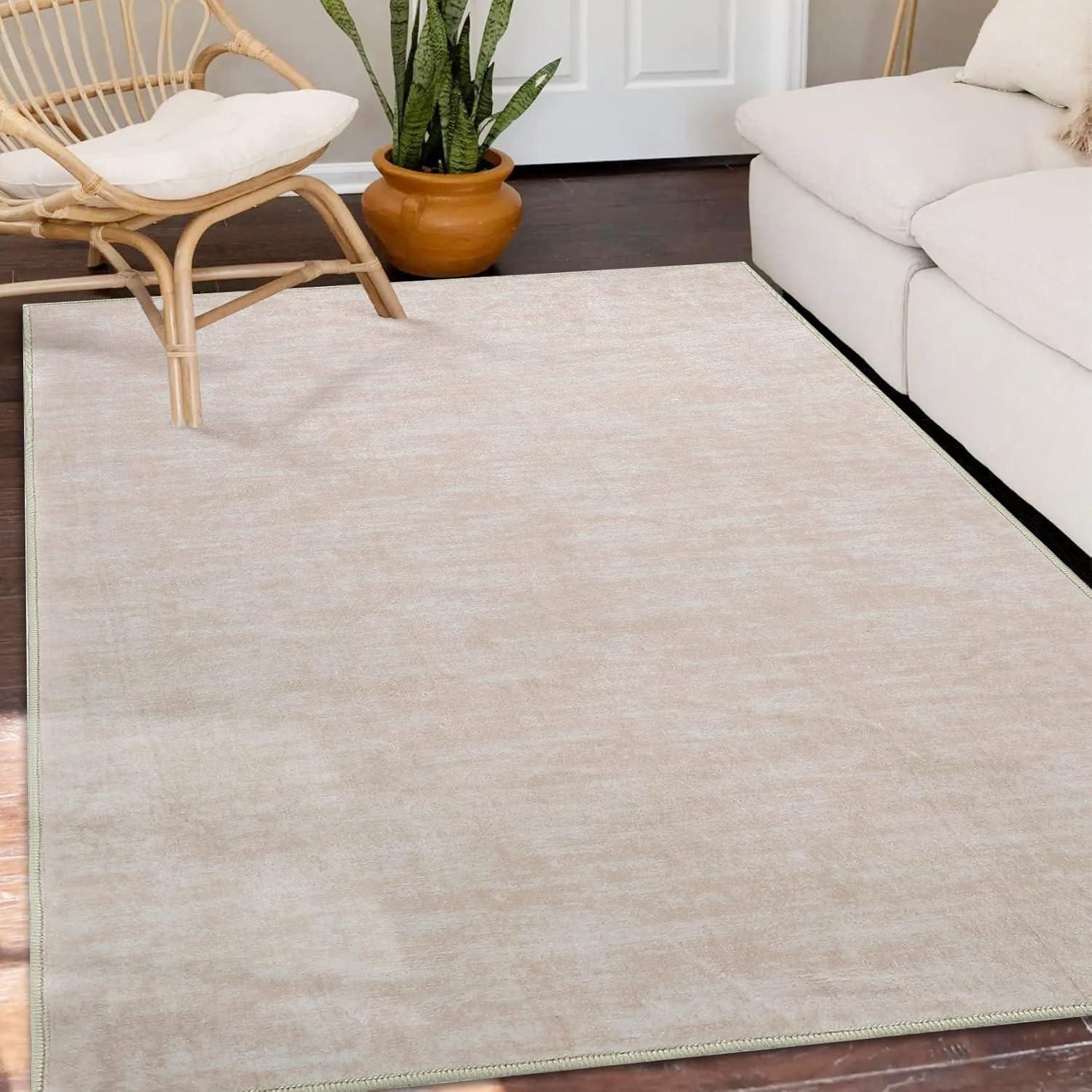 Garvee 9' x 12' Large Machine Washable Area Rug Modern Solid Rug Non-Slip Low-Pile Contemporary Indoor Area Rug for Home Office Bedroom, Red
