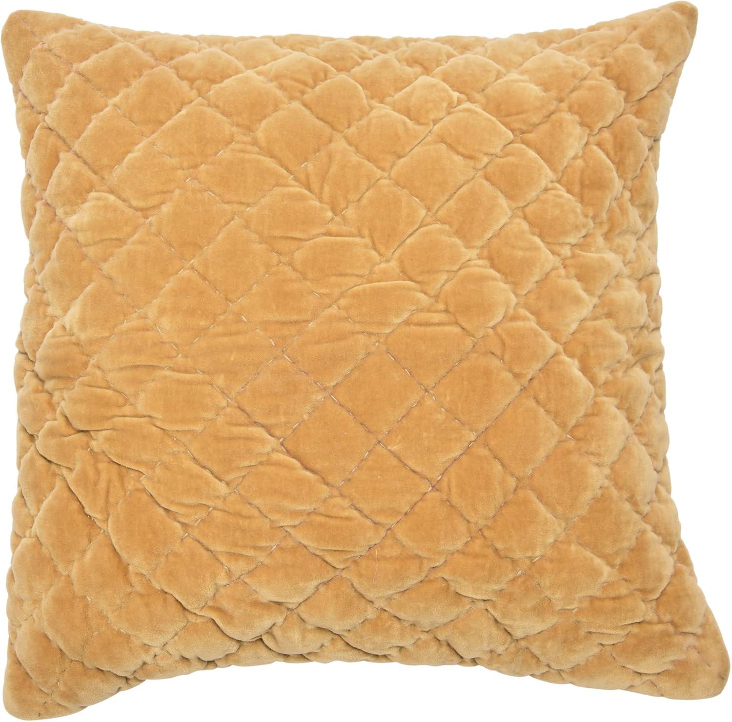 Amber 20" Quilted Velvet and Cotton Pillow Cover