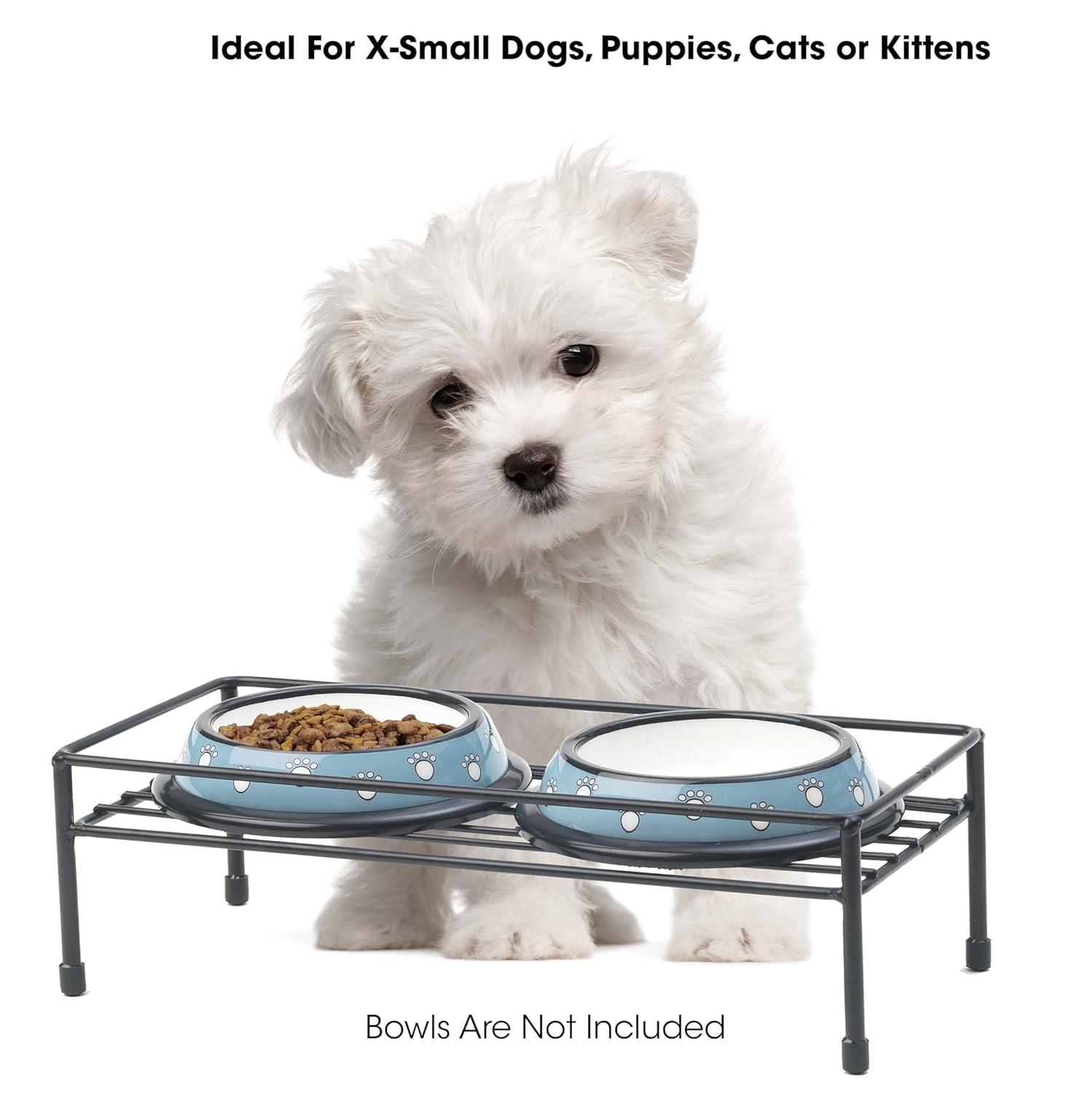 Black Steel Elevated Pet Dining Table for Small Pets