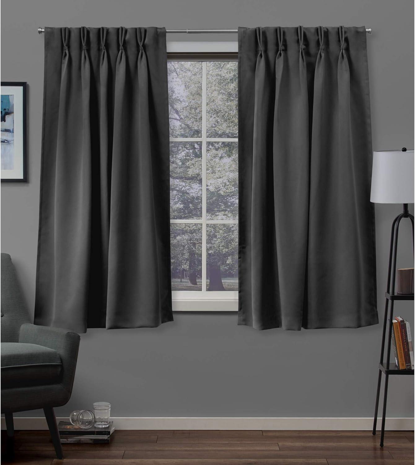 Exclusive Home Sateen Pinch Pleat Woven Blackout Back Tab Window Curtain Panel Pair