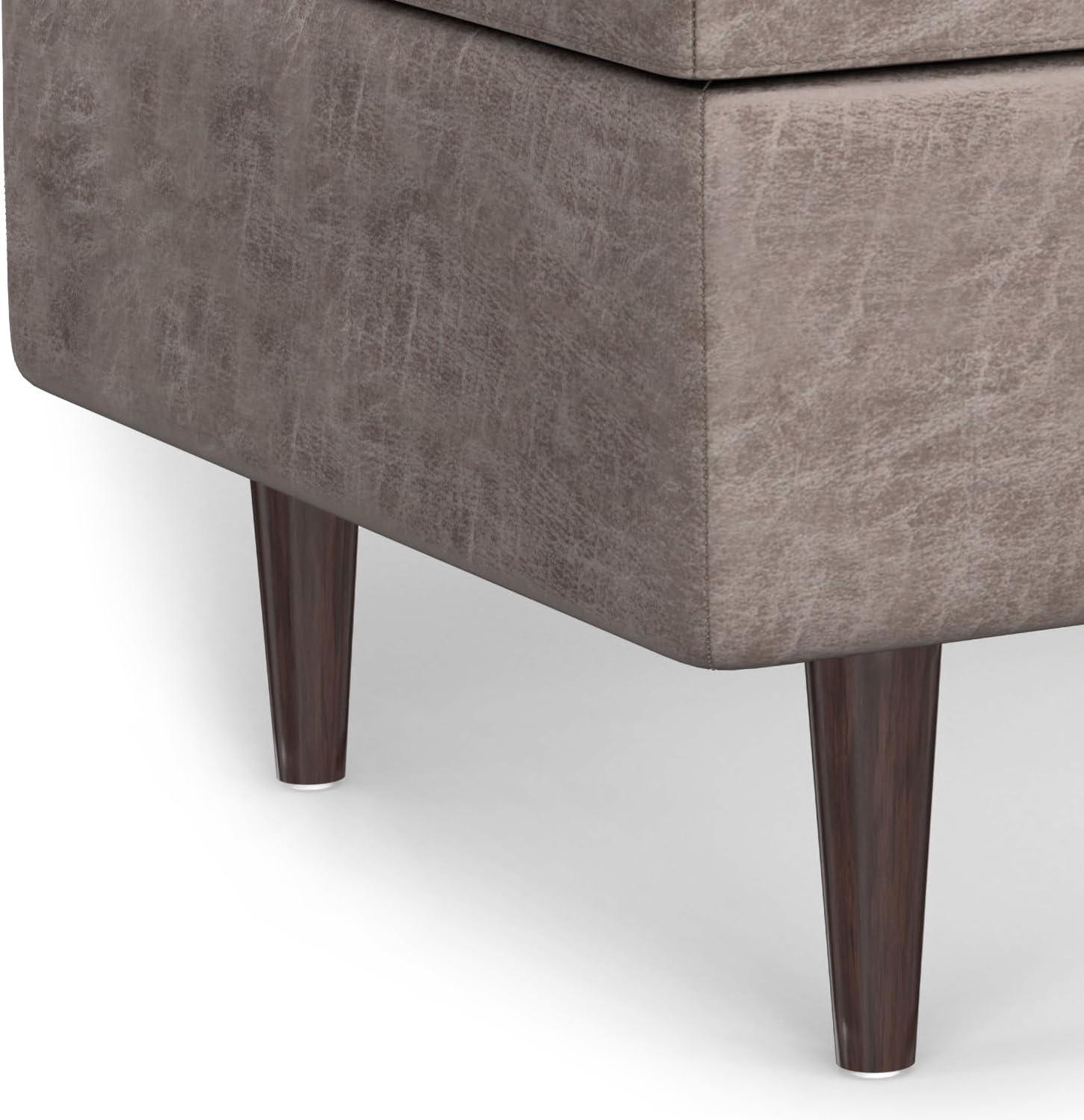Simpli Home Shay 34"W Upholstered Coffee Table Storage Ottoman with Lift Top and Tufted Detailing