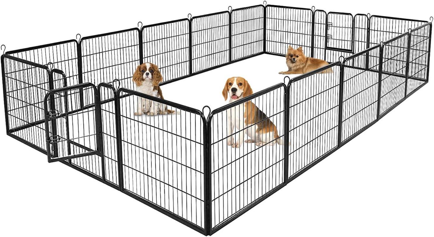 FDW Dog Playpen Pet Dog Fence 2-32 Panels  24/32/40"H Metal Dog Pen Outdoor Exercise Pen with Doors for Large/Medium /Small Dogs for RV,Camping,Yard