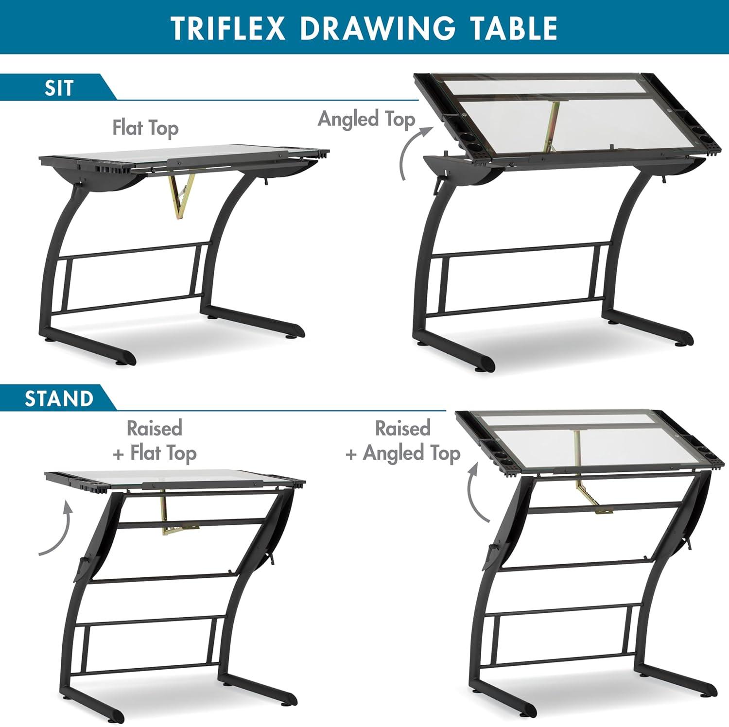 Inbox Zero Cournoyer Glass Drafting Table