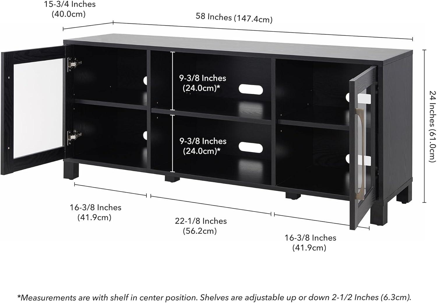 Evelyn&Zoe Quincy Rectangular TV Stand for TV's up to 65", Black Grain