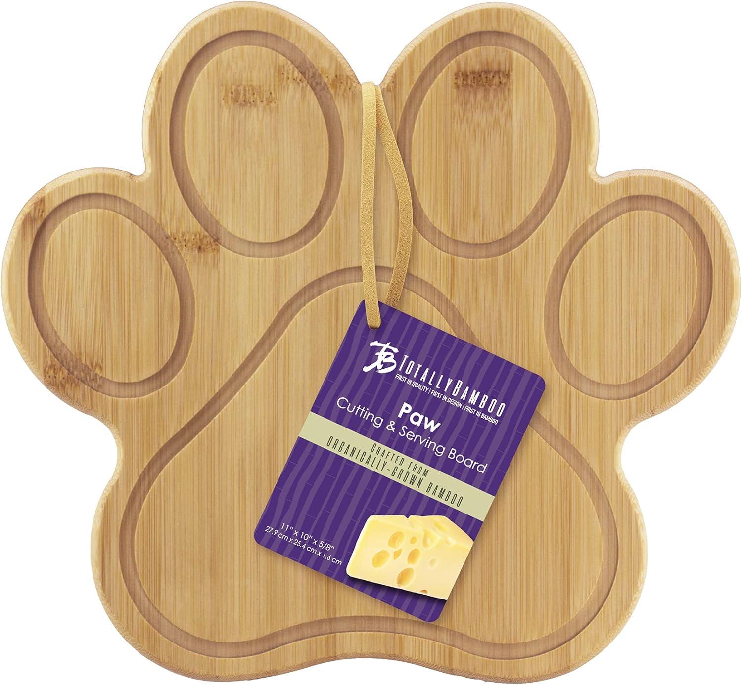 Totally Bamboo Paw Shaped Bamboo Serving And Cutting Board, 11" x 10", Natural