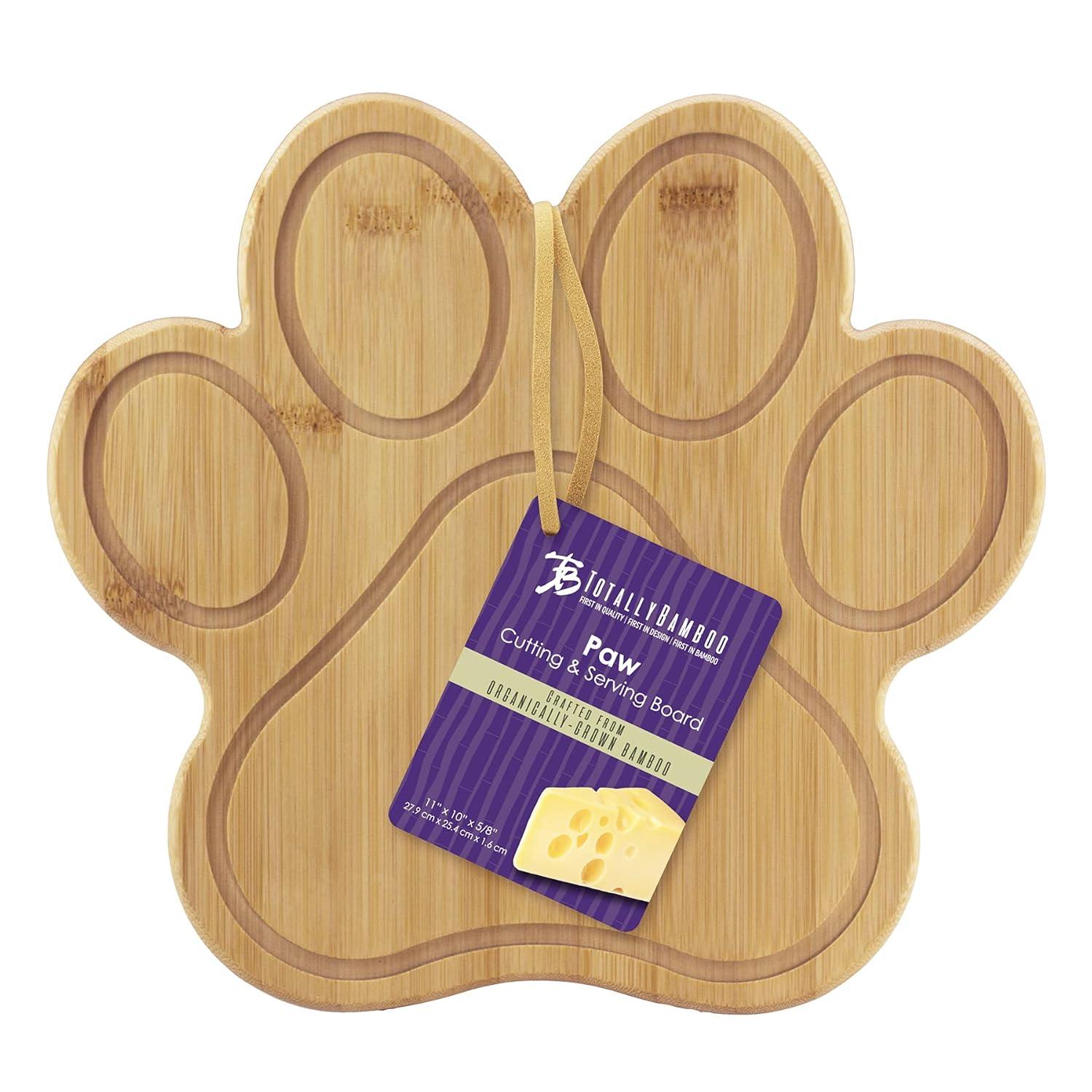Totally Bamboo Paw Shaped Bamboo Serving And Cutting Board, 11" x 10", Natural