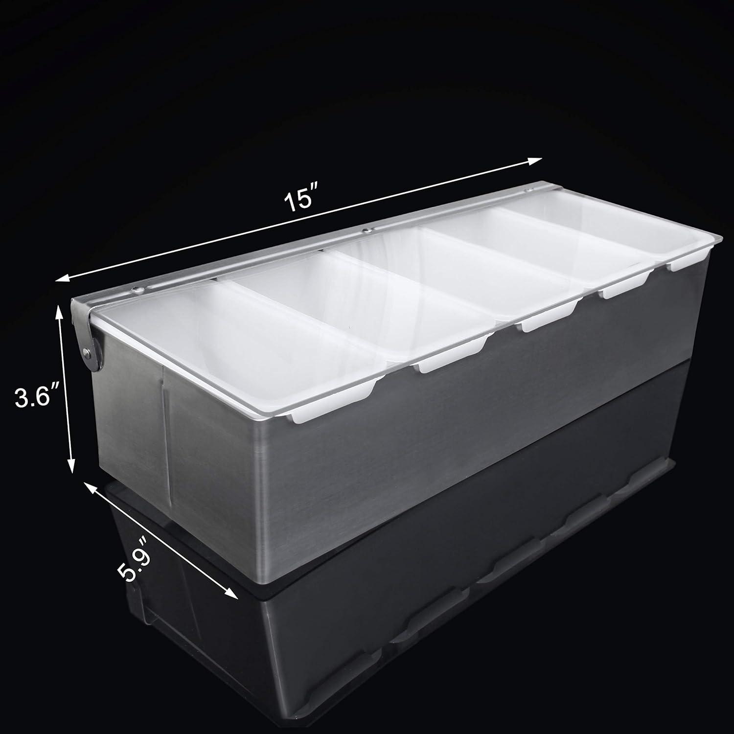 Stainless Steel 5-Compartment Condiment Dispenser with Acrylic Lid