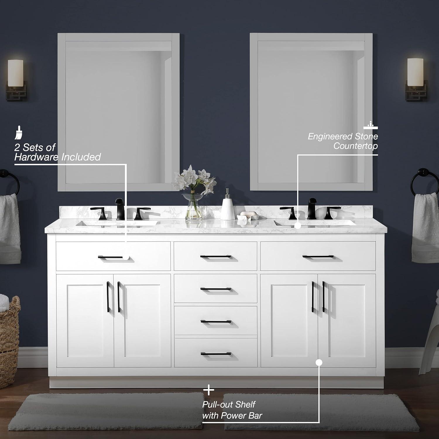 Ove Decors Athea 72 W x 22" D Freestanding Bathroom Vanity with Double Sink, Pure White