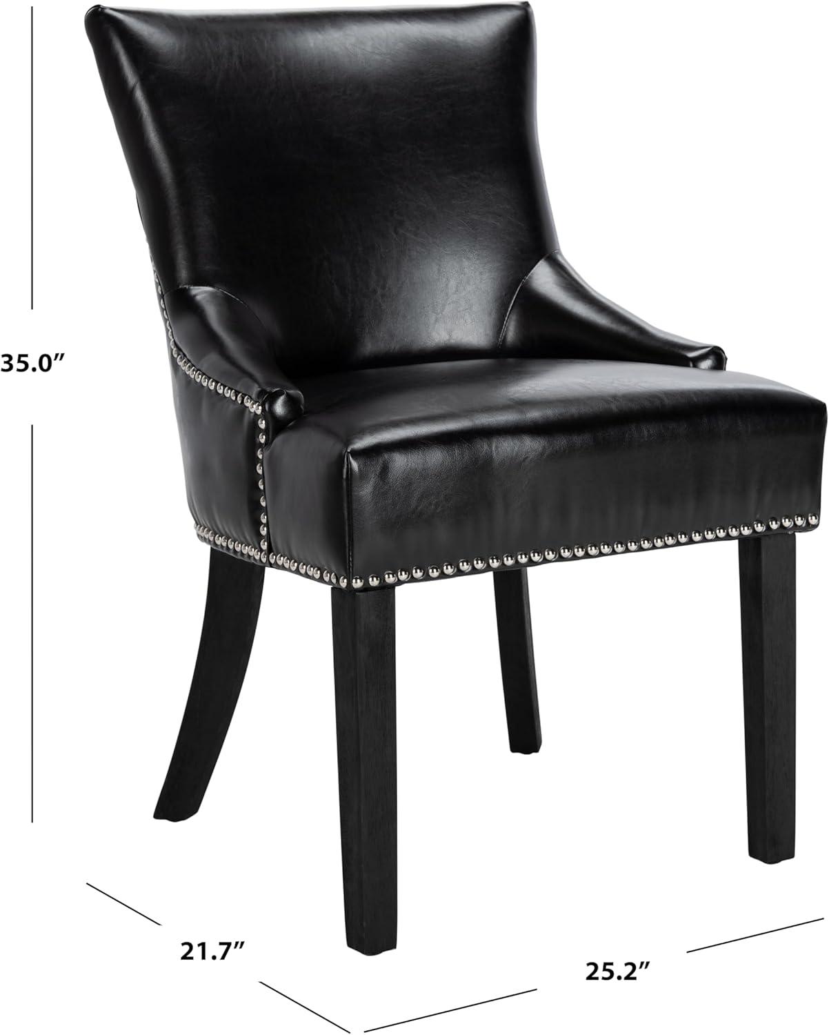 Lotus Kd 19" H Dining Chair With Nail Head Trim (Set of 2) - MCR4700 - Black - Safavieh Couture