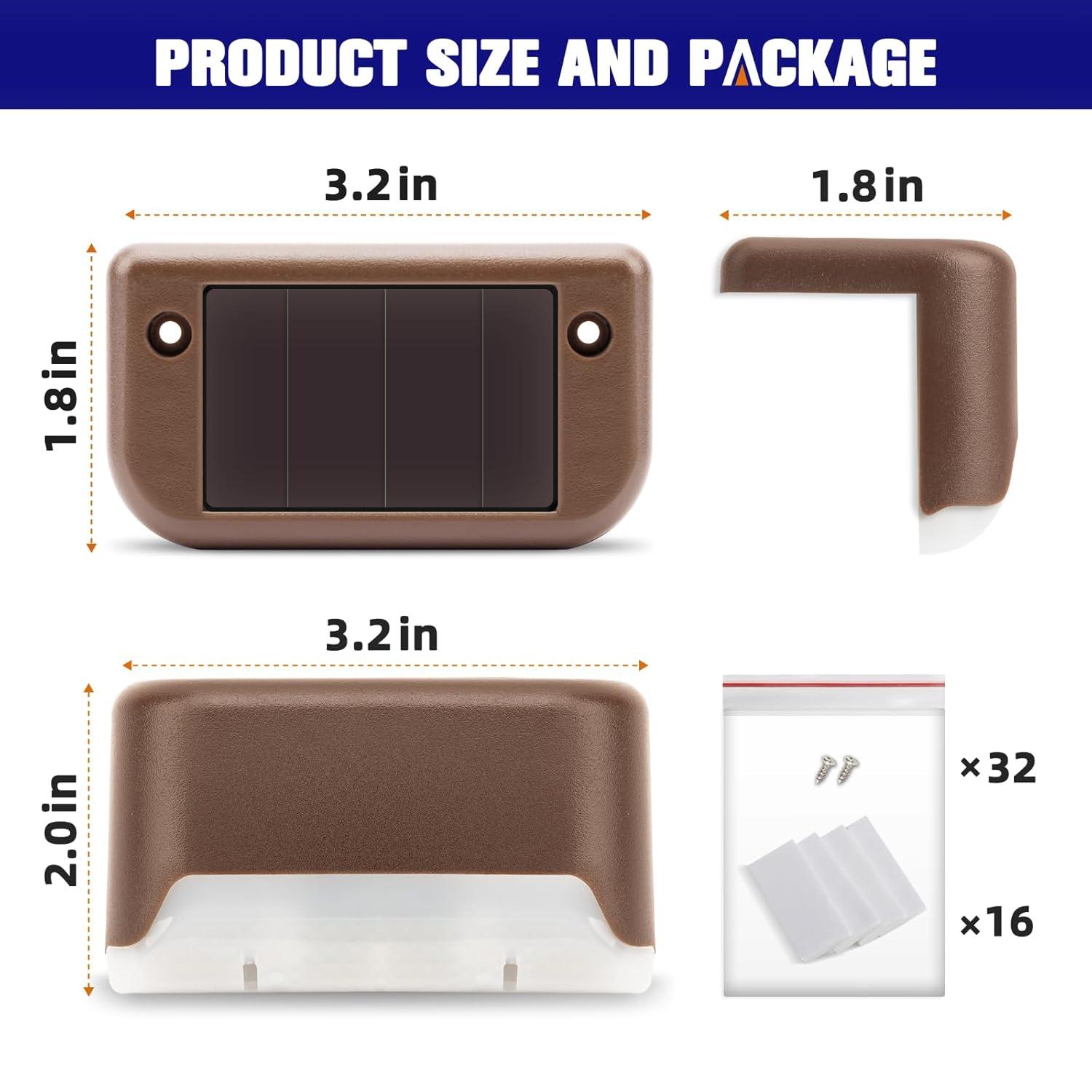 APONUO Solar Deck Lights 16 Pcs, Step Lights Outdoor Waterproof Led Solar Fence Lamp for Steps,Fence,Deck,Railing and Stairs (Warm White)